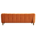 Modern Velvet Sofa 83.07 Inch For Living Room Orange Color Orange Velvet Wood Primary Living Space Tufted Back Modern Rolled Arms Foam Velvet 1 Seat