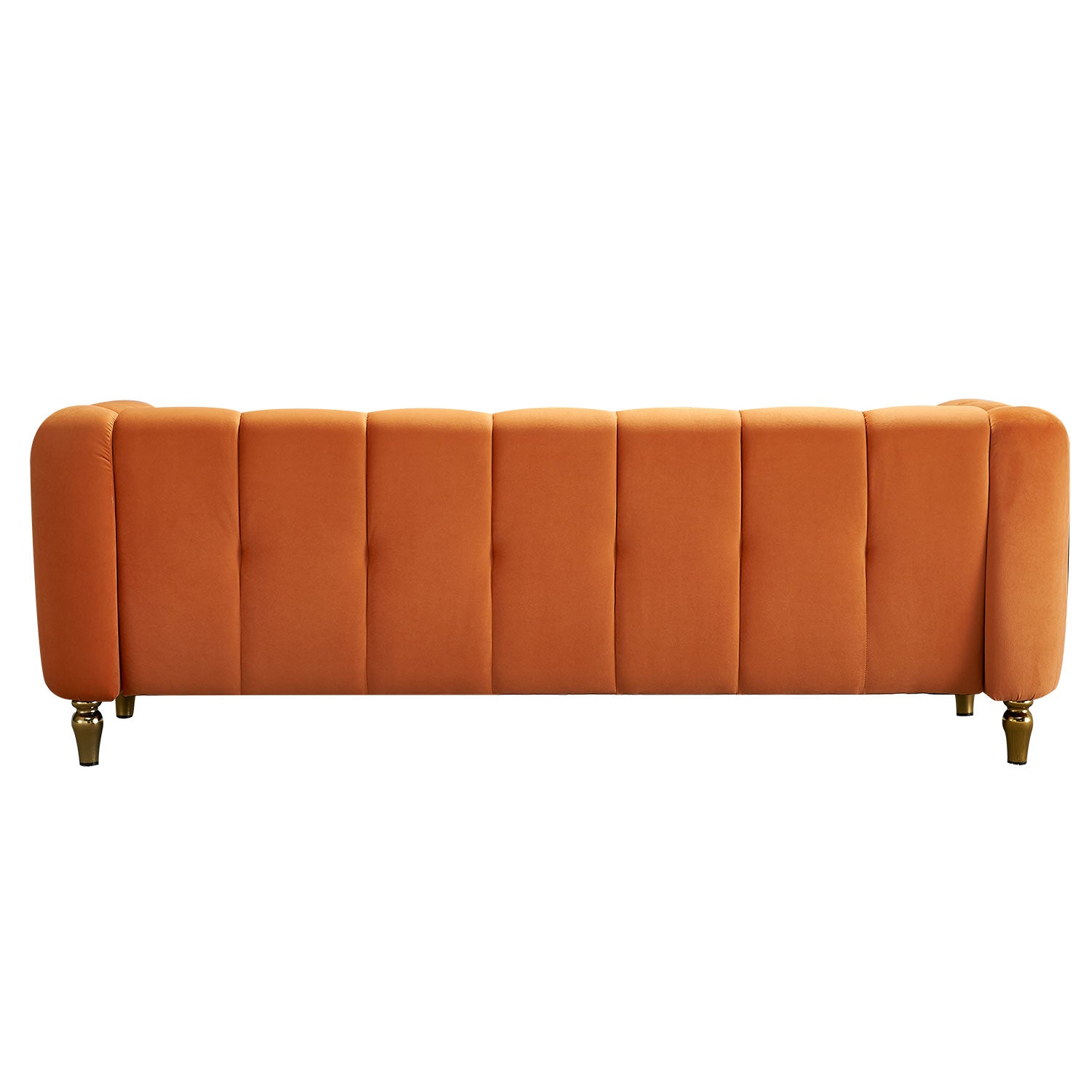 Modern Velvet Sofa 83.07 Inch For Living Room Orange Color Orange Velvet Wood Primary Living Space Tufted Back Modern Rolled Arms Foam Velvet 1 Seat