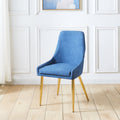 Fabric Dining Chairs Set Of 2, Upholstered Armless Accent Chairs, Classical Appearance And Stainless Steel Blue Fabric