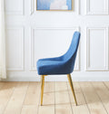 Fabric Dining Chairs Set Of 2, Upholstered Armless Accent Chairs, Classical Appearance And Stainless Steel Blue Fabric