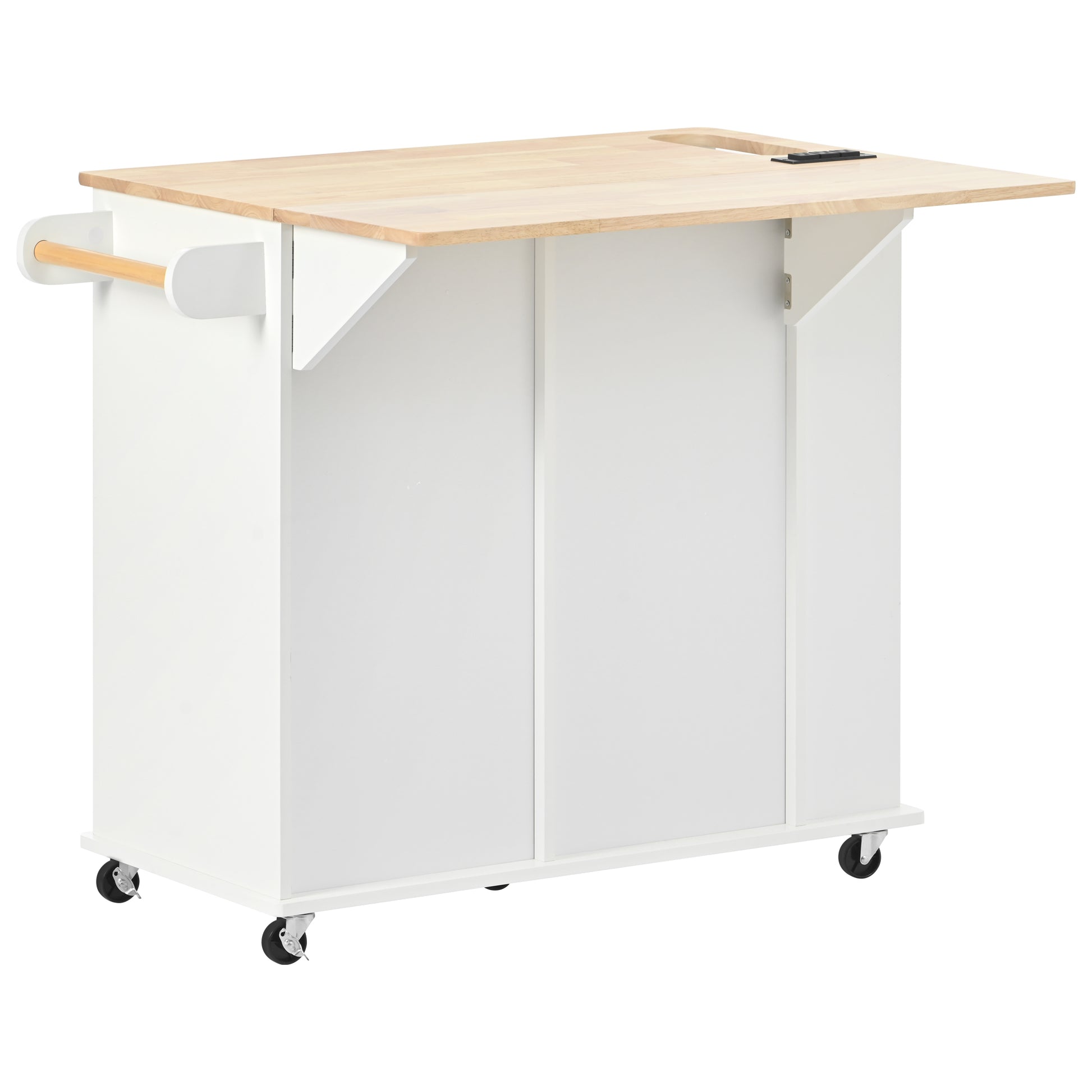 Kitchen Island with Power Outlet,Kitchen Storage white-mdf