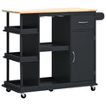 Multipurpose Kitchen Cart Cabinet with Side Storage black-mdf