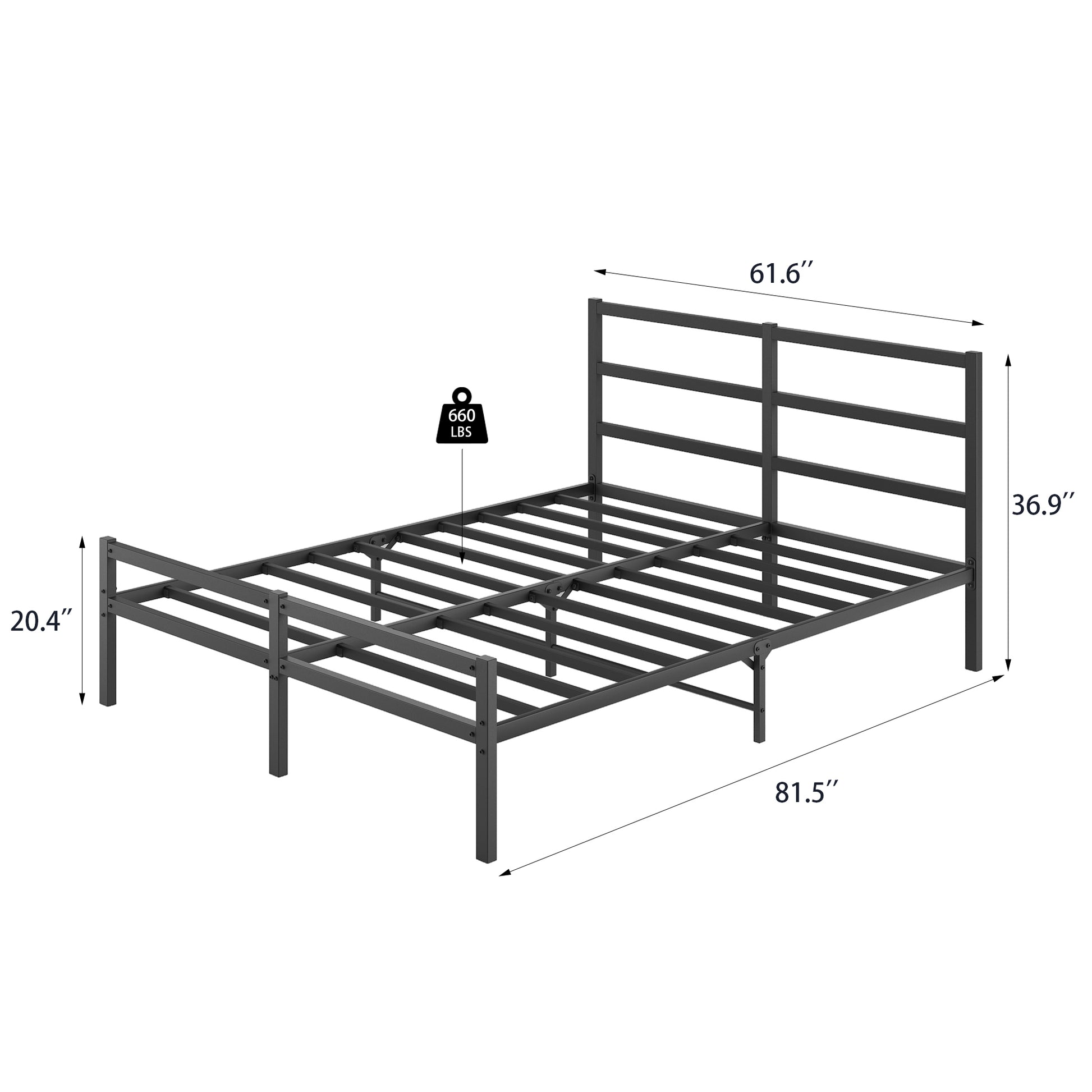 Metal Platform Bed Frame With Headboard, Sturdy Metal Frame, No Box Spring Needed Queen Queen Black Metal