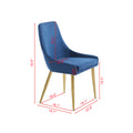 Fabric Dining Chairs Set Of 2, Upholstered Armless Accent Chairs, Classical Appearance And Stainless Steel Blue Fabric