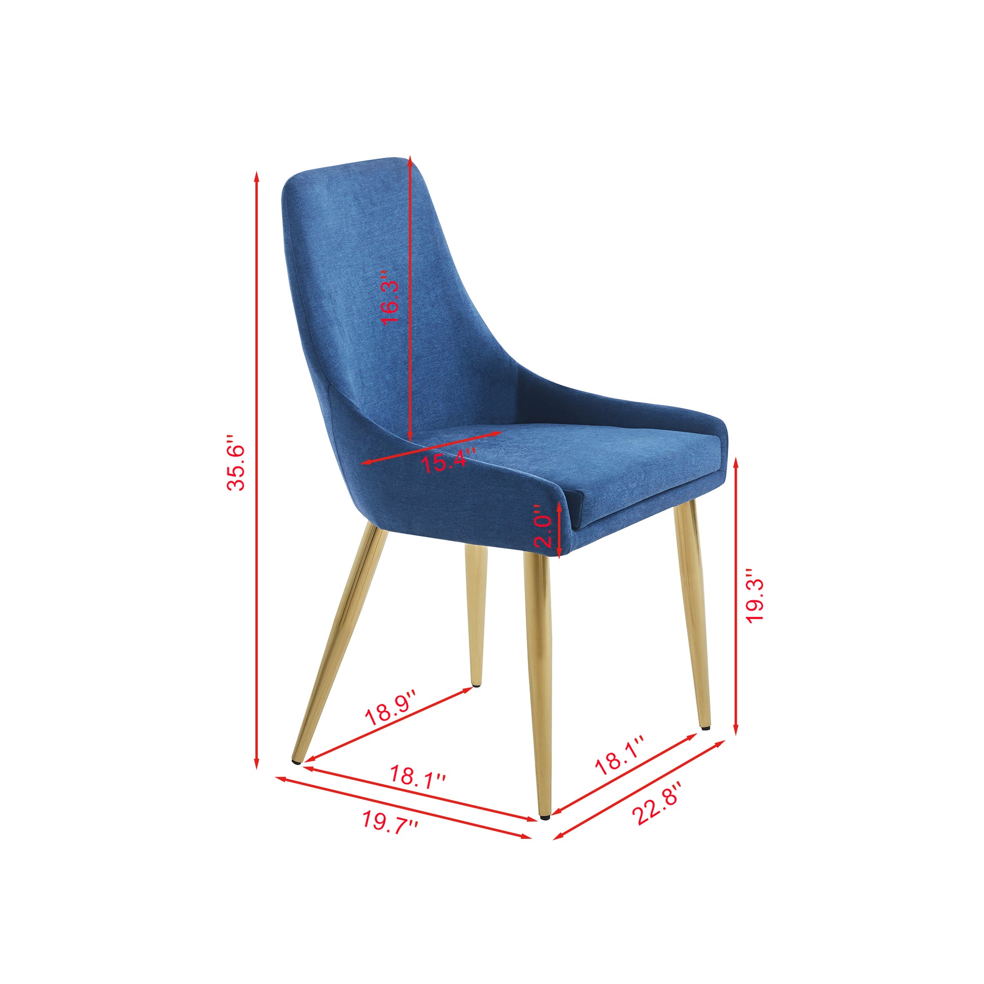 Fabric Dining Chairs Set Of 2, Upholstered Armless Accent Chairs, Classical Appearance And Stainless Steel Blue Fabric