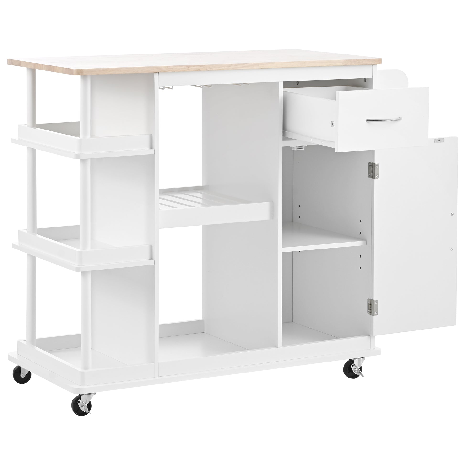 Multipurpose Kitchen Cart Cabinet with Side Storage white-mdf