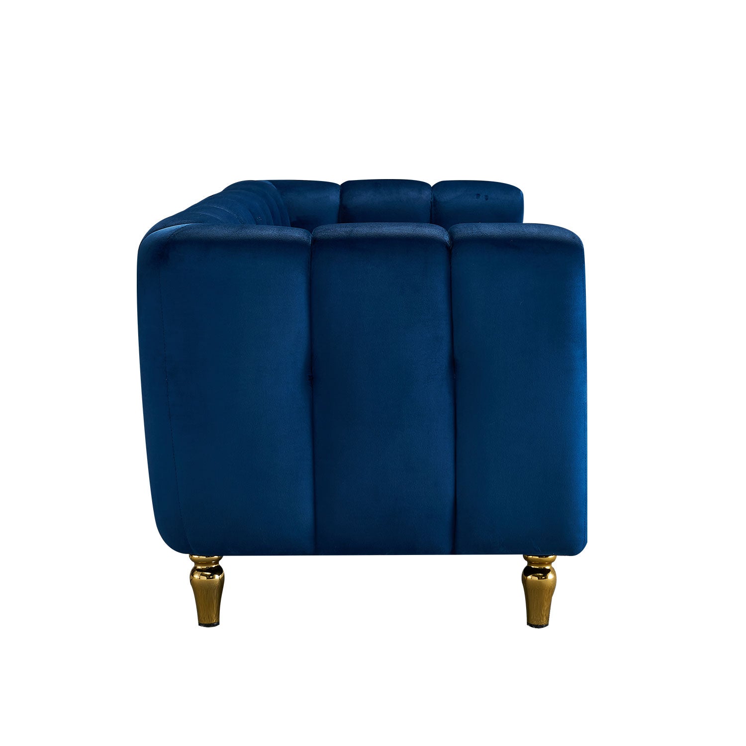 Modern Velvet Sofa 83.07 Inch For Living Room Blue Color Blue Velvet Wood Primary Living Space Tufted Back Modern Rolled Arms Foam Velvet 1 Seat