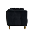 Modern Velvet Sofa 83.07 Inch For Living Room Black Color Black Velvet Wood Primary Living Space Tufted Back Modern Rolled Arms Foam Velvet 1 Seat