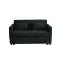 Convertible Sofa Bed, 3 In 1 Versatile Velvet Double Sofa With Pullout Bed, Seat With Adjustable Backrest, Lumbar Pillows, And Living Room Side Pockets, 54 Inch, Black Black Brown Velvet Wood Primary Living Space Soft Pillow Back Delicate Duty American