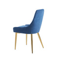 Fabric Dining Chairs Set Of 2, Upholstered Armless Accent Chairs, Classical Appearance And Stainless Steel Blue Fabric