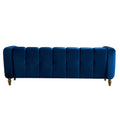 Modern Velvet Sofa 83.07 Inch For Living Room Blue Color Blue Velvet Wood Primary Living Space Tufted Back Modern Rolled Arms Foam Velvet 1 Seat