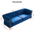 Modern Tufted Velvet Sofa 87.4 Inch For Living Room Blue Color Blue Velvet Wood Primary Living Space Tufted Back Modern Flared Arms Foam Velvet 2 Seat