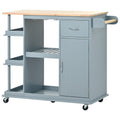 Multipurpose Kitchen Cart Cabinet with Side Storage blue-mdf