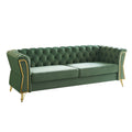 Modern Tufted Velvet Sofa 87.4 Inch For Living Room Mint Green Color Mint Green Velvet Wood Primary Living Space Tufted Back Modern Flared Arms Foam Velvet 2 Seat