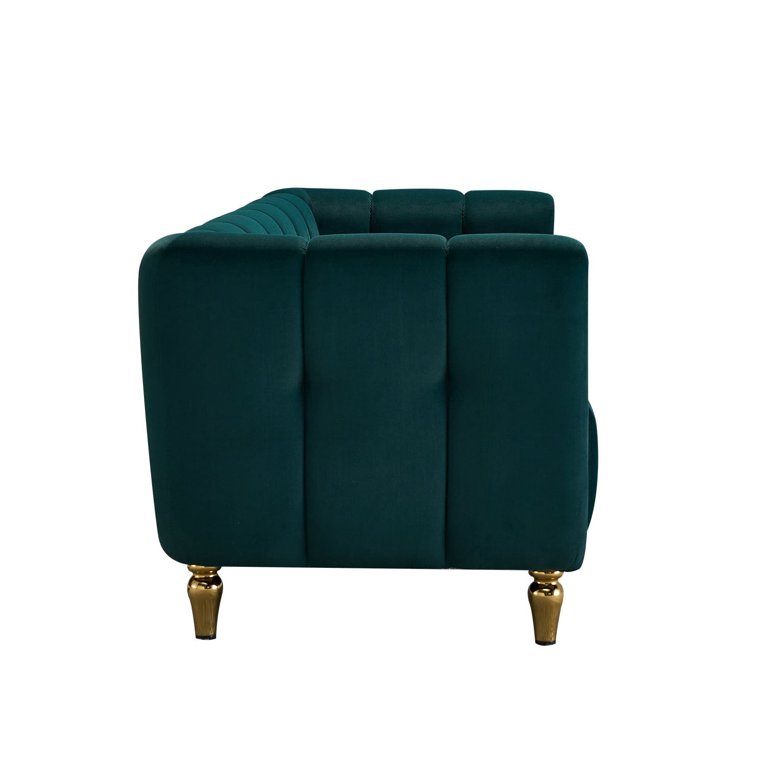 Modern Velvet Sofa 83.07 Inch For Living Room Green Color Green Velvet Wood Primary Living Space Tufted Back Modern Rolled Arms Foam Velvet 1 Seat