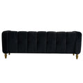 Modern Velvet Sofa 83.07 Inch For Living Room Black Color Black Velvet Wood Primary Living Space Tufted Back Modern Rolled Arms Foam Velvet 1 Seat