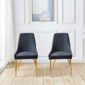 Fabric Dining Chairs Set Of 2, Upholstered Armless Accent Chairs, Classical Appearance And Stainless Steel Black Fabric