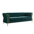 Modern Tufted Velvet Sofa 87.4 Inch For Living Room Green Color Green Velvet Wood Primary Living Space Tufted Back Modern Pine Flared Arms Foam Velvet 2 Seat