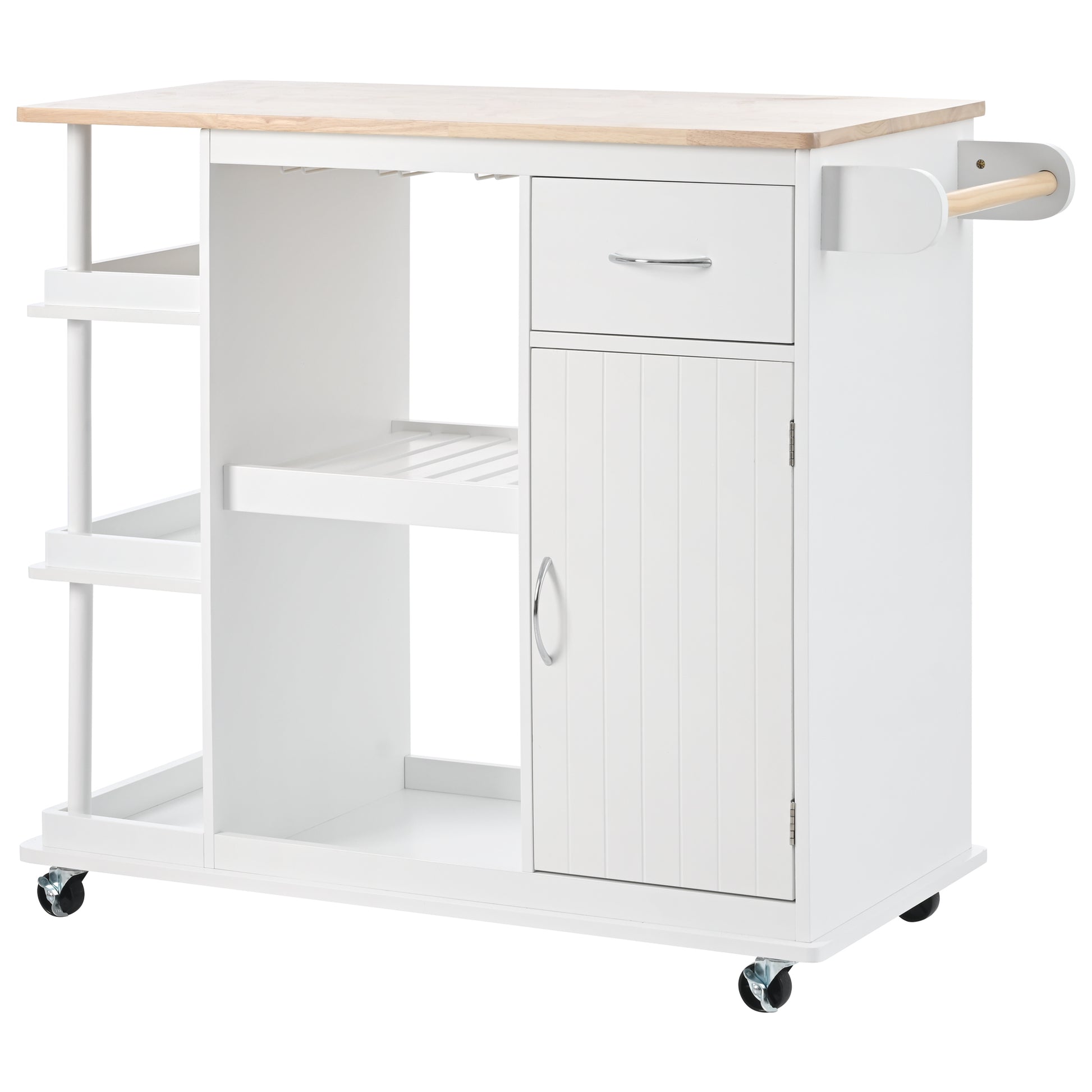 Multipurpose Kitchen Cart Cabinet with Side Storage white-mdf