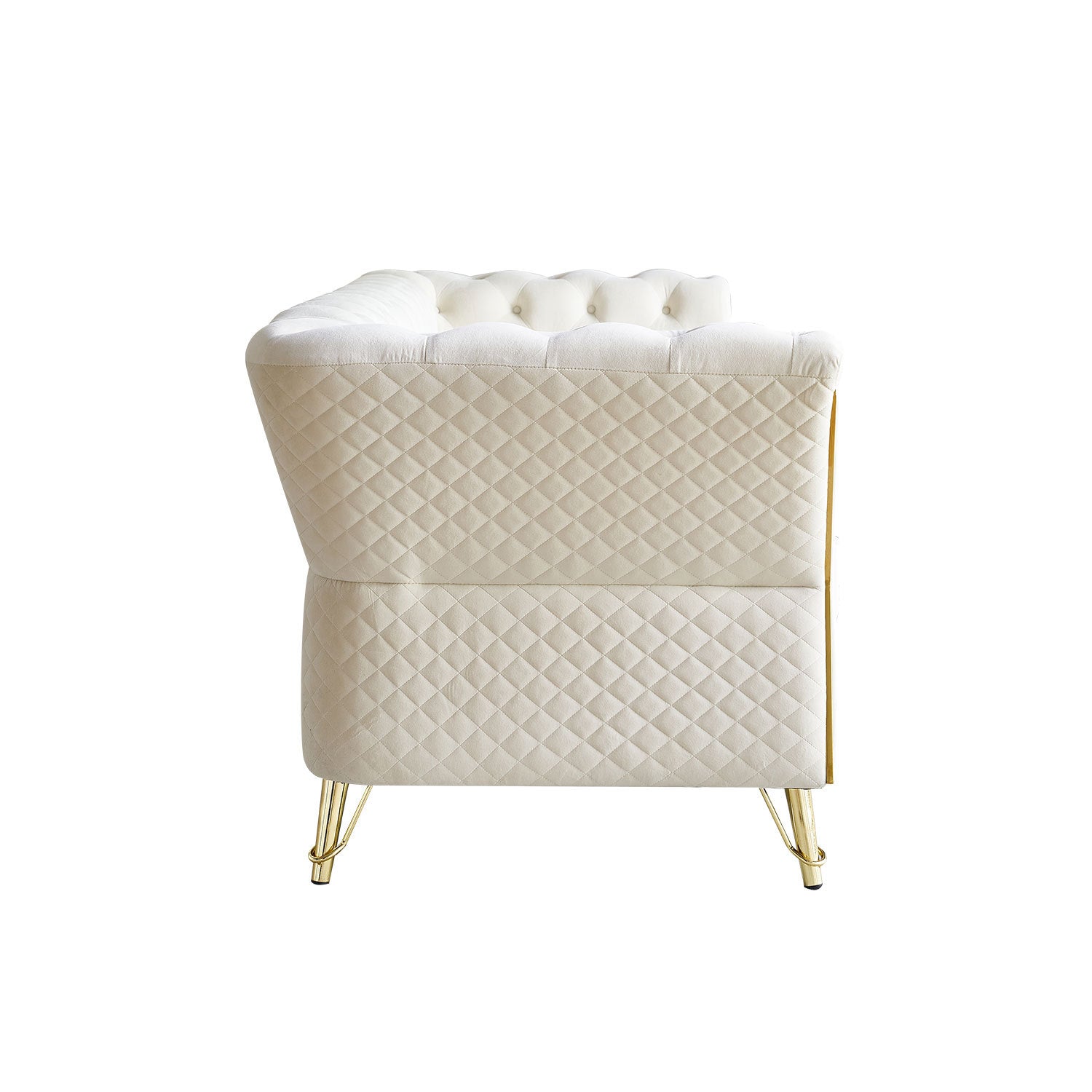 Modern Tufted Velvet Sofa 87.4 Inch For Living Room Beige Color Beige Velvet Wood Primary Living Space Tufted Back Modern Flared Arms Foam Velvet 2 Seat