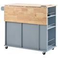 Kitchen Island with Power Outlet,Kitchen Storage blue-mdf