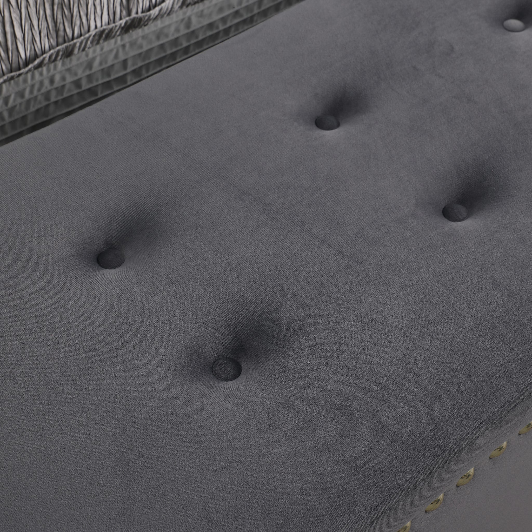 Large Storage Benches Set, Nailhead Trim 2 in 1 grey-fabric