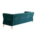 Modern Tufted Velvet Sofa 87.4 Inch For Living Room Green Color Green Velvet Wood Primary Living Space Tufted Back Modern Pine Flared Arms Foam Velvet 2 Seat