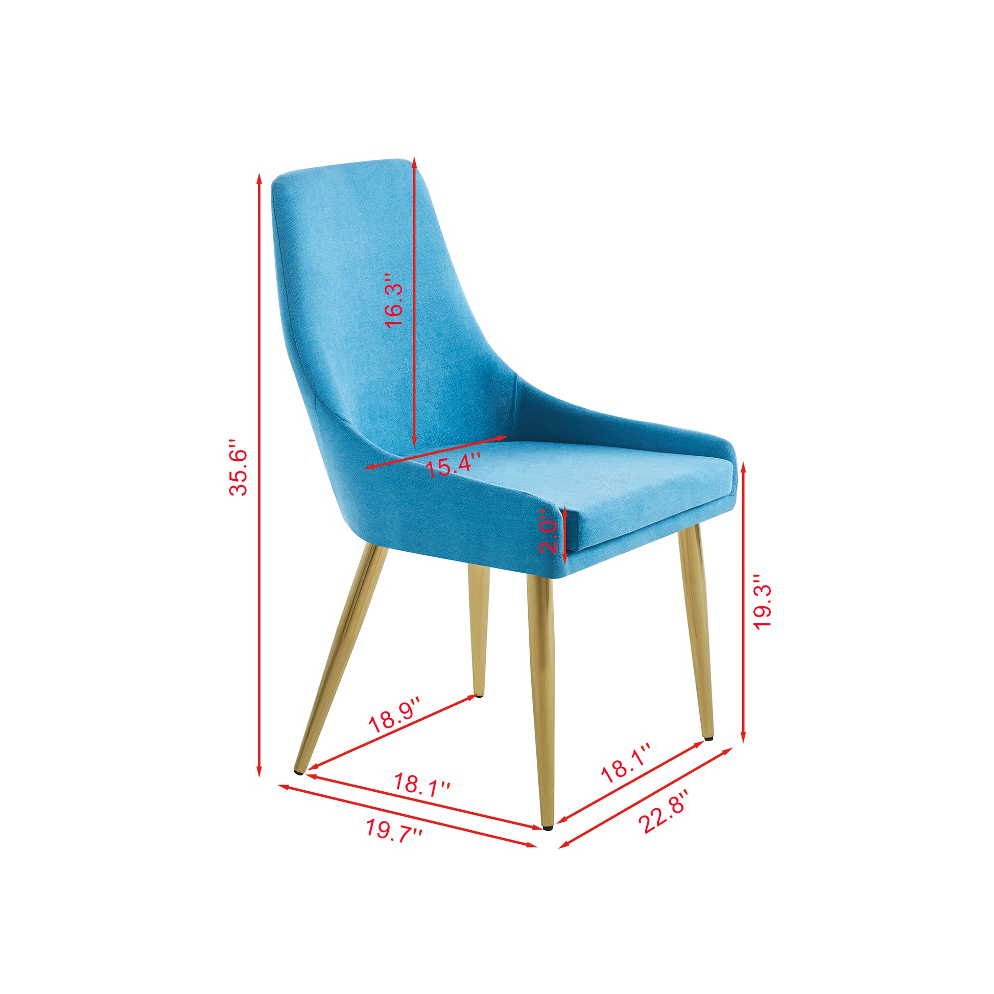 Fabric Dining Chairs Set Of 2, Upholstered Armless Accent Chairs, Classical Appearance And Stainless Steel Light Blue Fabric