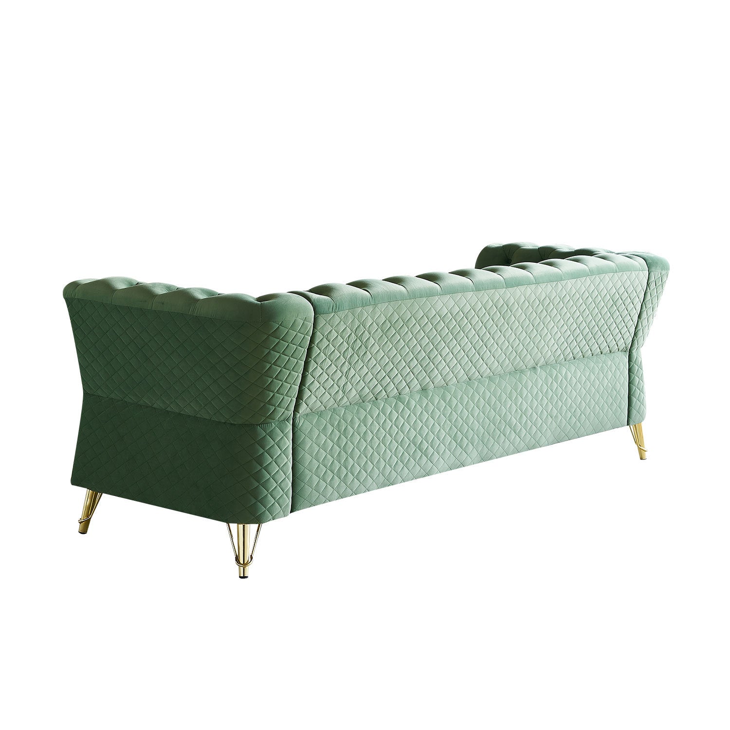 Modern Tufted Velvet Sofa 87.4 Inch For Living Room Mint Green Color Mint Green Velvet Wood Primary Living Space Tufted Back Modern Flared Arms Foam Velvet 2 Seat