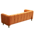 Modern Velvet Sofa 83.07 Inch For Living Room Orange Color Orange Velvet Wood Primary Living Space Tufted Back Modern Rolled Arms Foam Velvet 1 Seat