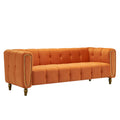 Modern Velvet Sofa 83.07 Inch For Living Room Orange Color Orange Velvet Wood Primary Living Space Tufted Back Modern Rolled Arms Foam Velvet 1 Seat