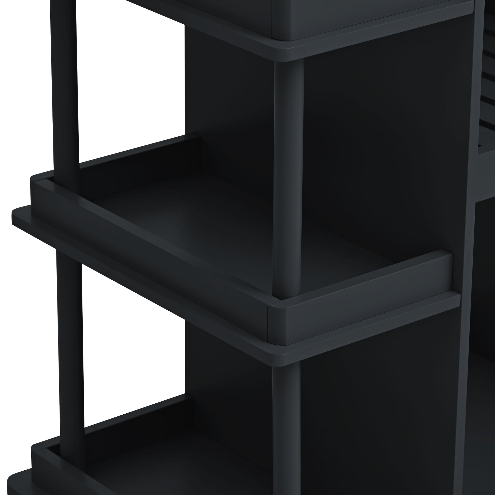 Multipurpose Kitchen Cart Cabinet with Side Storage black-mdf