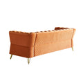 Modern Tufted Velvet Sofa 87.4 Inch For Living Room Orange Color Orange Velvet Wood Primary Living Space Tufted Back Modern Flared Arms Foam Velvet 2 Seat