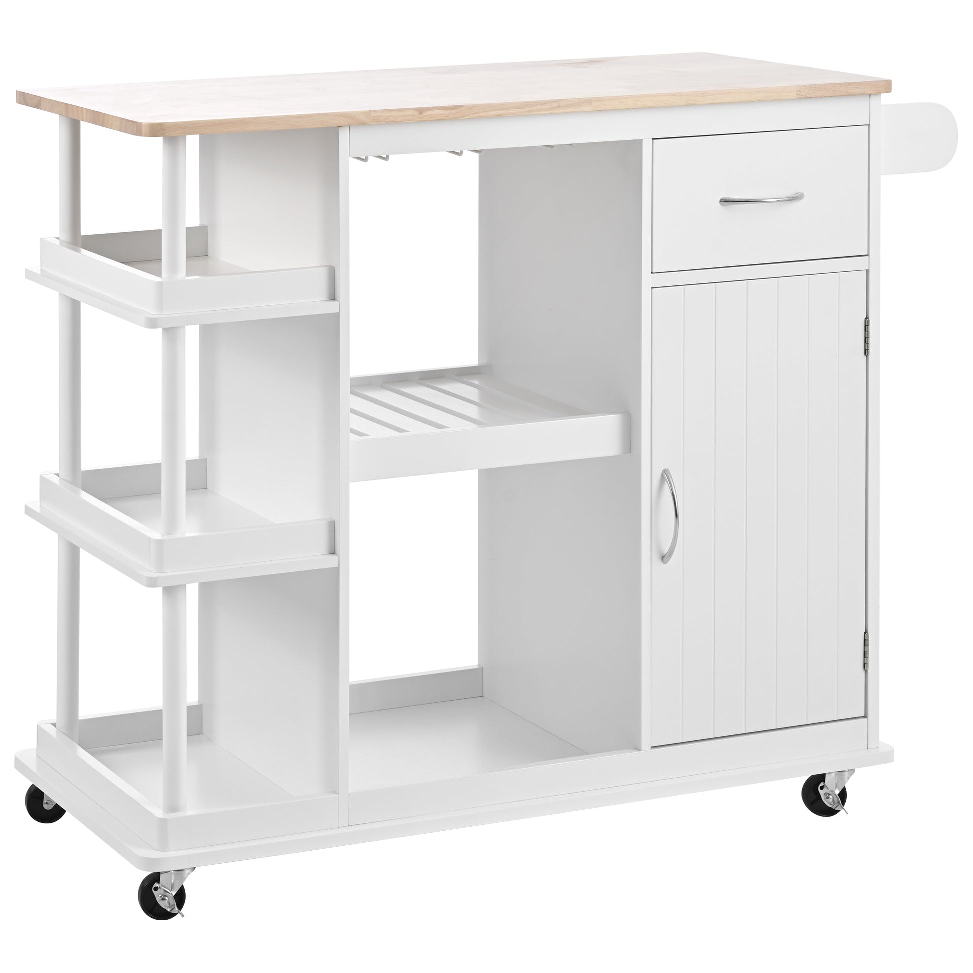 Multipurpose Kitchen Cart Cabinet with Side Storage white-mdf