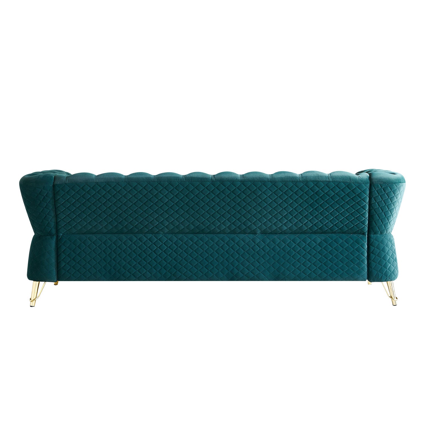 Modern Tufted Velvet Sofa 87.4 Inch For Living Room Green Color Green Velvet Wood Primary Living Space Tufted Back Modern Pine Flared Arms Foam Velvet 2 Seat