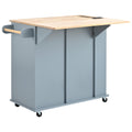 Kitchen Island with Power Outlet,Kitchen Storage blue-mdf