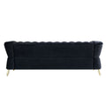 Modern Tufted Velvet Sofa 87.4 Inch For Living Room Black Color Black Velvet Wood Primary Living Space Tufted Back Modern Flared Arms Foam Velvet 2 Seat