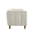 Modern Velvet Sofa 83.07 Inch For Living Room Beige Color Beige Velvet Wood Primary Living Space Tufted Back Modern Rolled Arms Foam Velvet 1 Seat