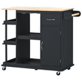 Multipurpose Kitchen Cart Cabinet with Side Storage black-mdf