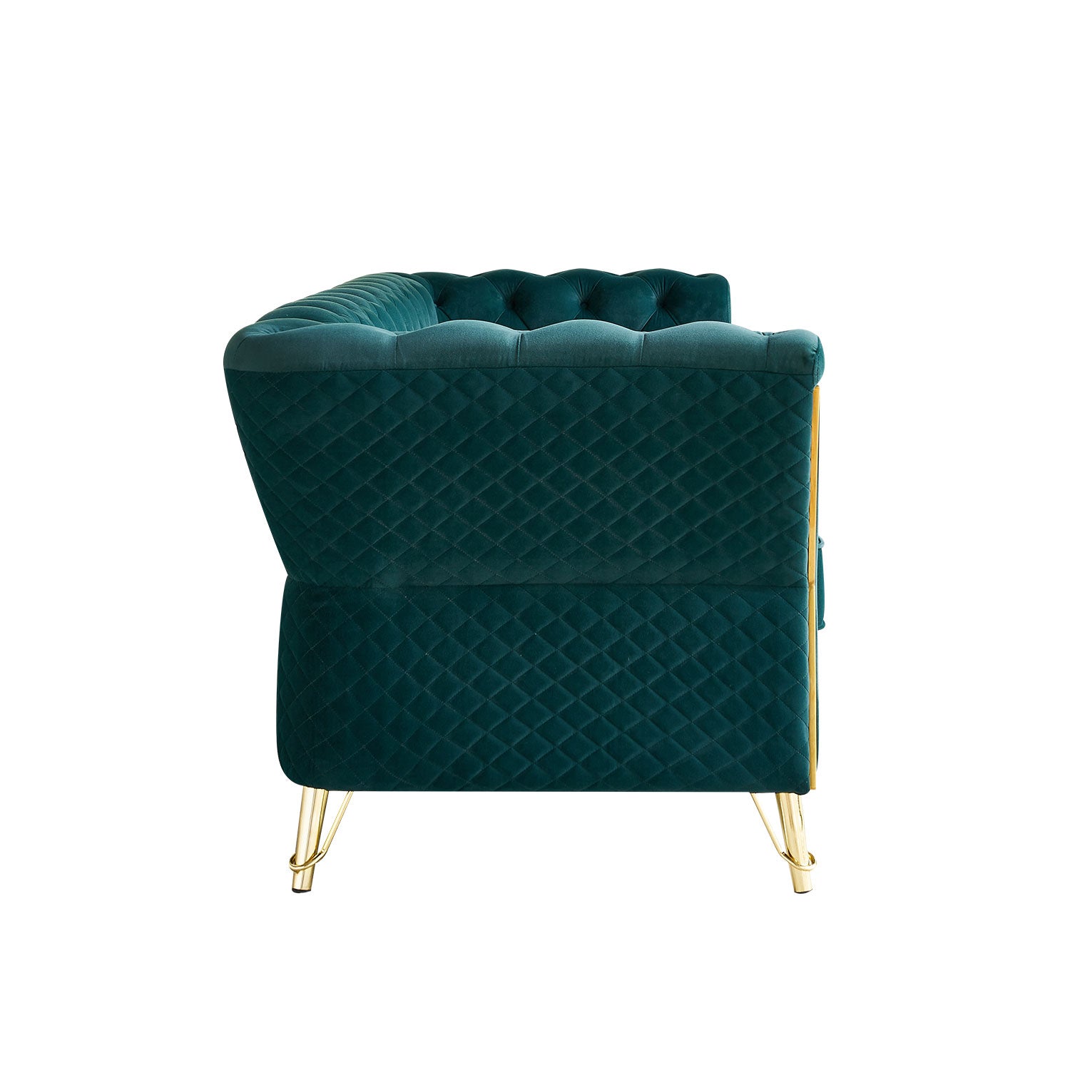 Modern Tufted Velvet Sofa 87.4 Inch For Living Room Green Color Green Velvet Wood Primary Living Space Tufted Back Modern Pine Flared Arms Foam Velvet 2 Seat