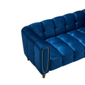 Modern Velvet Sofa 83.07 Inch For Living Room Blue Color Blue Velvet Wood Primary Living Space Tufted Back Modern Rolled Arms Foam Velvet 1 Seat