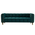 Modern Velvet Sofa 83.07 Inch For Living Room Green Color Green Velvet Wood Primary Living Space Tufted Back Modern Rolled Arms Foam Velvet 1 Seat
