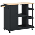 Multipurpose Kitchen Cart Cabinet with Side Storage black-mdf