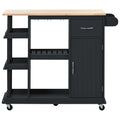 Multipurpose Kitchen Cart Cabinet with Side Storage black-mdf