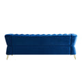 Modern Tufted Velvet Sofa 87.4 Inch For Living Room Blue Color Blue Velvet Wood Primary Living Space Tufted Back Modern Flared Arms Foam Velvet 2 Seat