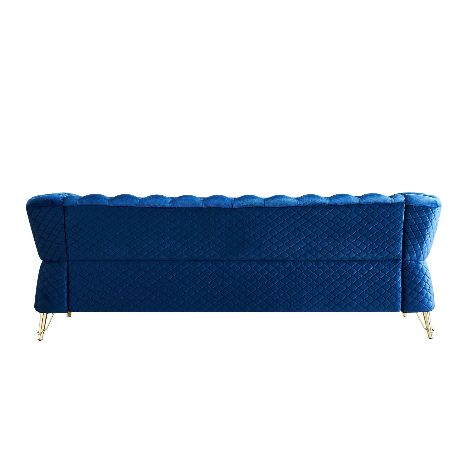 Modern Tufted Velvet Sofa 87.4 Inch For Living Room Blue Color Blue Velvet Wood Primary Living Space Tufted Back Modern Flared Arms Foam Velvet 2 Seat