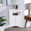 Sideboard Cabinet,Corner Cabinet,Bathroom Floor Corner Cabinet With Doors And Shelves, Kitchen, Living Room,Free Standing Storage Cabinet For Bathroom White Mdf