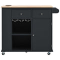 Kitchen Island with Power Outlet,Kitchen Storage black-mdf