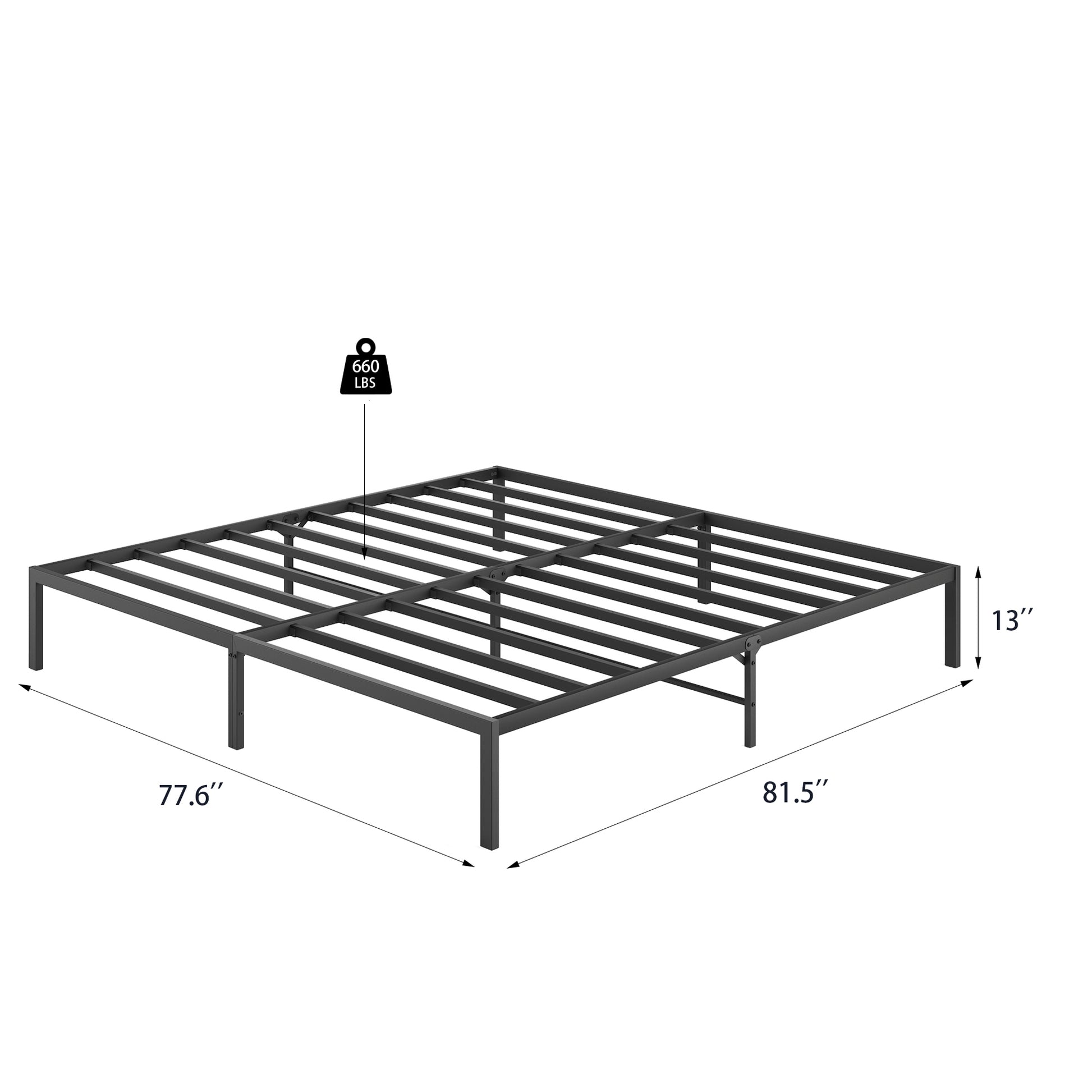 Metal Platform Bed Frame ,Sturdy Metal Frame, No Box Spring Needed King King Black Metal
