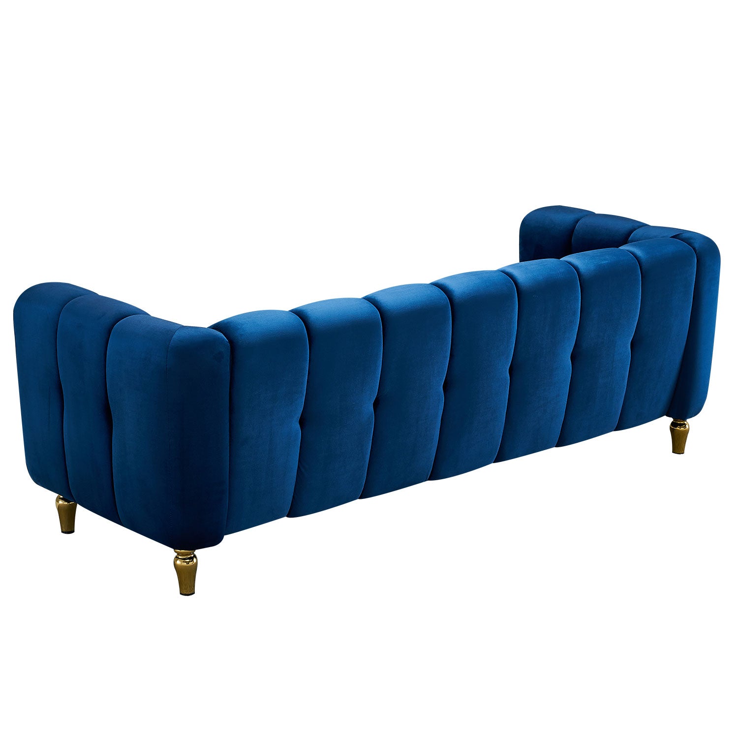 Modern Velvet Sofa 83.07 Inch For Living Room Blue Color Blue Velvet Wood Primary Living Space Tufted Back Modern Rolled Arms Foam Velvet 1 Seat